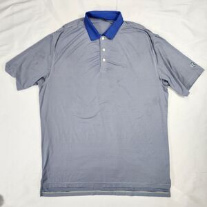 Peter Millar Summer Comfort Men's Blue Grey Striped Golf Polo Shirt Size XL
